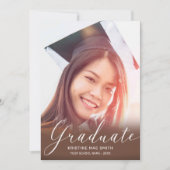 Faire-part Marron Moderne Photo de remise de diplôme en calli (Devant)