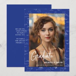 Faire-part Mathématiques Bleues Moderne Script Photo Message 