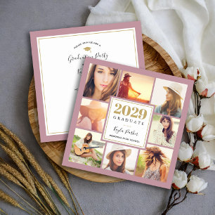Faire-part Mauve et or   8 Photo Carré Graduation Party
