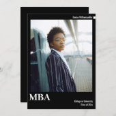 Faire-part MBA photo noir minimal (Devant / Derrière)