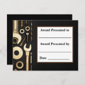 Faire-part Mécanicien. Certificat de Récompense. (Devant / Derrière)