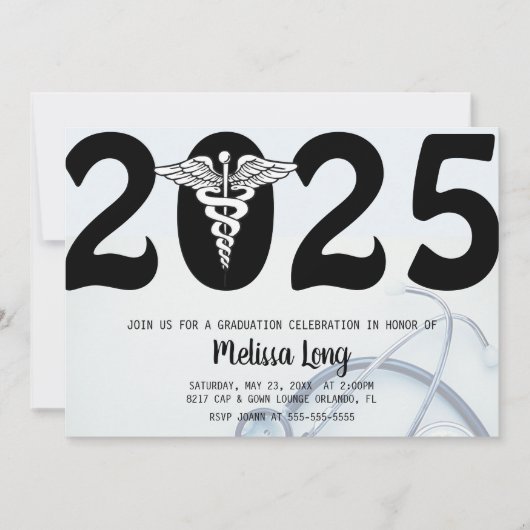 Faire-part Médicale branché de diplôme d'études de (Devant)