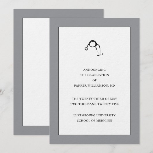 Faire-part Médicale d'études supérieures (Devant / Derrière)