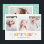 Faire-part Meilleur cadeau de vacances photos multiples naiss<br><div class="desc">Ce faire-part coloré d'anniversaire de vacances comporte des espaces pour trois photos sur les mots "meilleur cadeau jamais" sur le devant de la carte. Le dos de la carte offre de l'espace pour une seule photo ainsi que le nom et les statistiques de votre nouvelle arrivée. C'est la façon parfaite...</div>