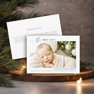 Faire-part Meilleur cadeau minimaliste calligraphie Noël bébé