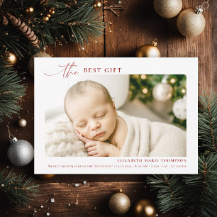 Faire-part Meilleur Cadeau Minimaliste Typographie Rouge Noël