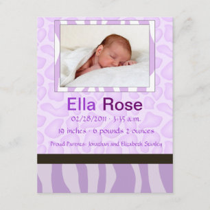 Faire-part Mélange de safari - naissance de bébé de zèbre et