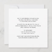 Faire-part Même amour Chic Nouvelles Plans Changement de Date (Dos)