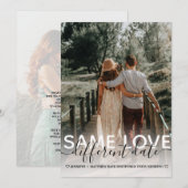 Faire-part Même amour, date de mariage différente, typographi (Devant / Derrière)