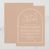 Faire-part Même amour, mariage plus petit, arche rose dénudée (Devant / Derrière)