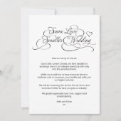 Faire-part Même amour, mariage plus petit, calligraphie rédui (Devant)