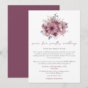Faire-part Même amour, mariage plus petit, décoration florale