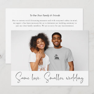 Faire-part Même amour, mariage plus petit, réduction de la ph