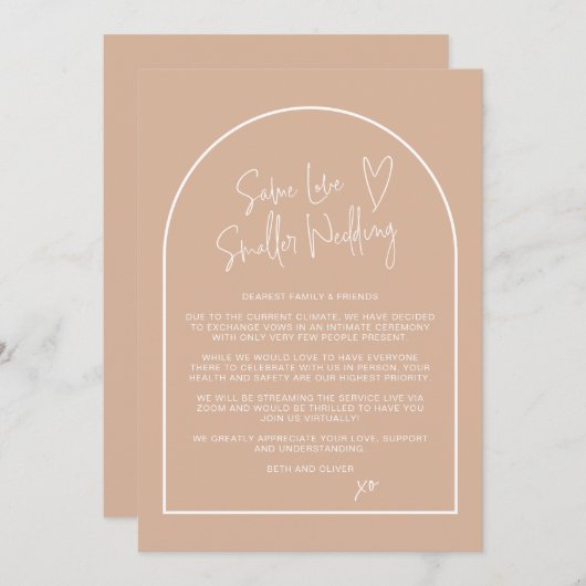 Faire-part Même Amour Mariage Plus Petit Réduction de taille  (Devant / Derrière)