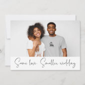 Faire-part Même amour, mariage plus petit, texte de photo réd (Devant)