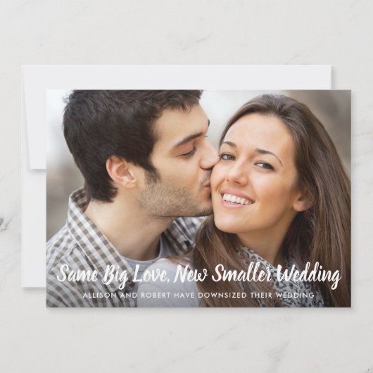 Faire-part Même Amour Plus Petit Mariage Photo Bleu Classique (Devant)