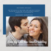 Faire-part Même Amour Plus Petit Mariage Photo Bleu Classique (Devant / Derrière)