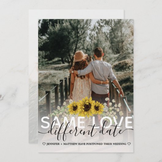 Faire-part Même amour, rendez-vous différent Photo de mariage (Devant / Derrière)