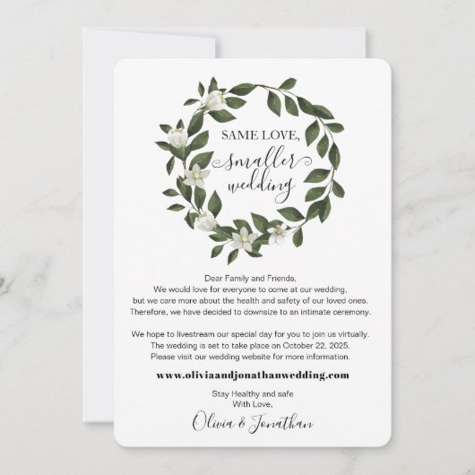 Faire-part Même amour vert botanique Mariage plus petit Réduc (Devant)