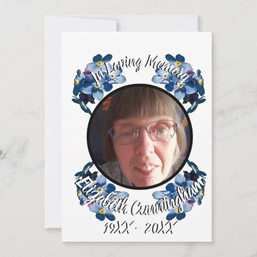 Faire-part Memorial Oubliez-moi pas Blue Floral Photo Program (Devant)