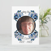 Faire-part Memorial Oubliez-moi pas Blue Floral Photo Program (Debout devant)