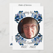 Faire-part Memorial Oubliez-moi pas Blue Floral Photo Program (Devant / Derrière)