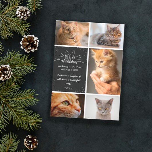 Faire-part Meowy Christmas - Collage photo de chat