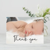 Faire-part Merci classique moderne photo bébé (Debout devant)