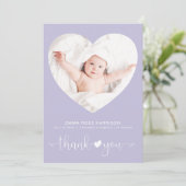 Faire-part Merci Coeur Photo Purple Girl Birth (Debout devant)