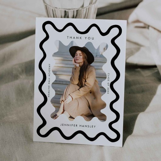 Faire-part Merci de graduation de cadre blanc brillant