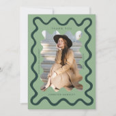 Faire-part Merci de graduation de cadre vert brillant (Devant)