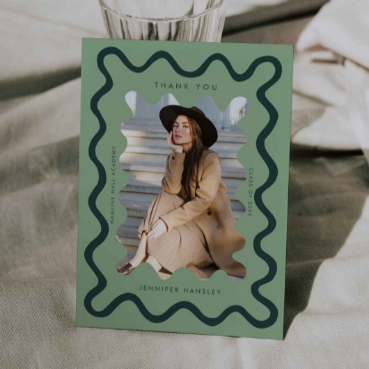 Faire-part Merci de graduation de cadre vert brillant