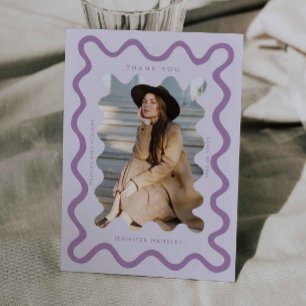 Faire-part Merci de graduation de cadre violet brillamment on