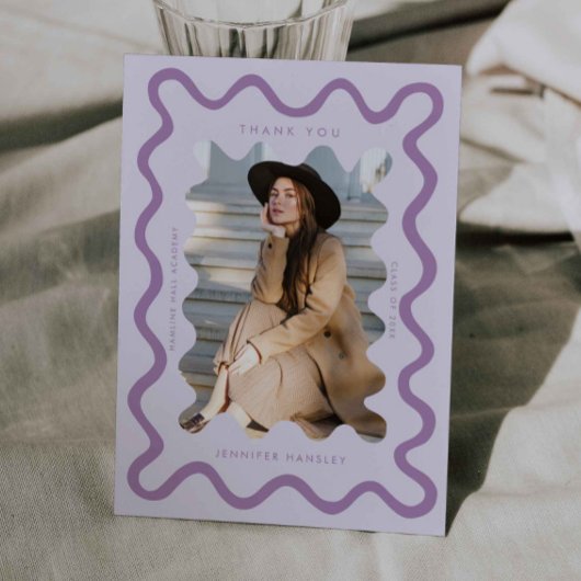 Faire-part Merci de graduation de cadre violet brillamment on