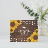 Faire-part Merci de graduation des tournesols rustiques (Debout devant)