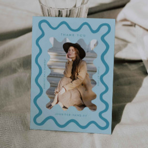 Faire-part Merci de graduation du cadre bleu brillant