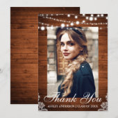 Faire-part Merci de graduation en dentelle de couleur rustiqu (Devant / Derrière)