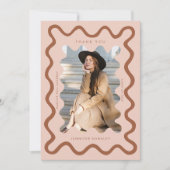 Faire-part Merci de graduation en ligne ondulée en terre cuit (Devant)