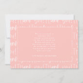 Faire-part Merci écrit à la main moderne rose girly photo (Dos)