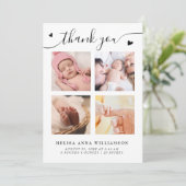 Faire-part Merci élégant Script Photo Collage de photos Naiss (Debout devant)