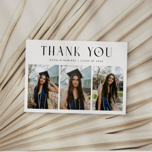 Faire-part Merci Fantaisiste Multi Photo Blanc Diplôme