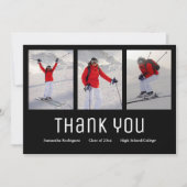 Faire-part Merci Moderne 3 Photo Noir Blanc (Devant)