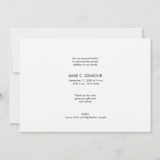 Faire-part Merci moderne photo collage nouveau bébé naissance (Dos)