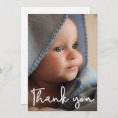 Faire-part Merci moderne photo verticale bébé naissance (Devant / Derrière)