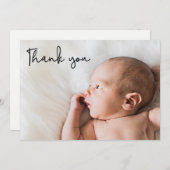Faire-part Merci moderne Script photo bébé (Devant / Derrière)