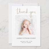 Faire-part Merci moderne simple garçon fille bébé photo naiss (Devant)