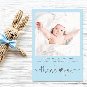 Faire-part Merci Photo Bébé Garçon Naissance