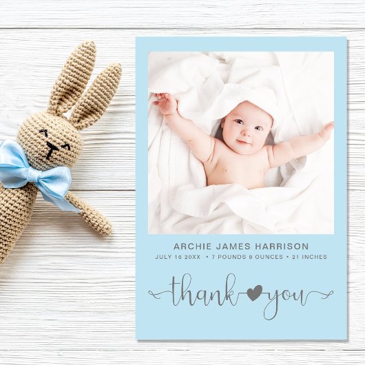 Faire-part Merci Photo Bébé Garçon Naissance