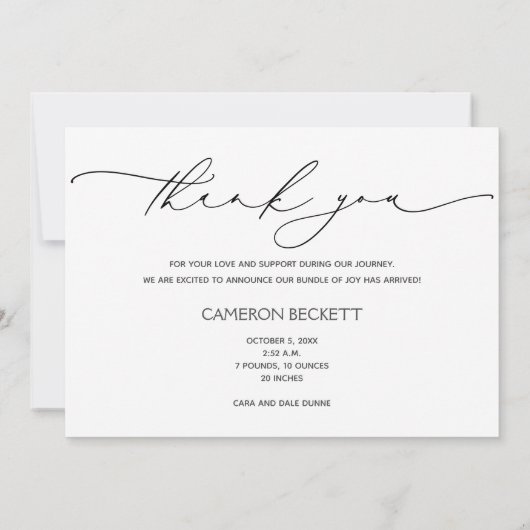 Faire-part Merci photo bébé message de naissance (Dos)