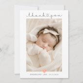 Faire-part Merci photo bébé Script Coeur naissance (Devant)
